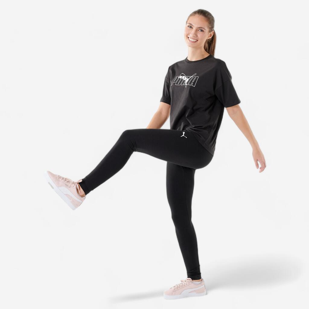 Women's Cotton Fitness Long Leggings - Black